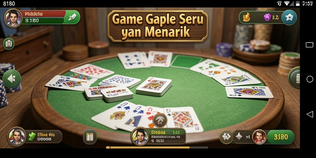 Screenshot gameplay 8180 yang menampilkan aksi seru bermain Gaple.