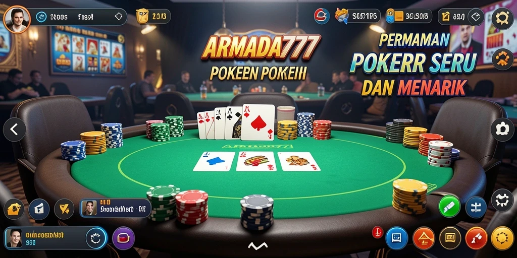 Tampilan gameplay seru di ARMADA777 dengan tabel poker yang menarik.