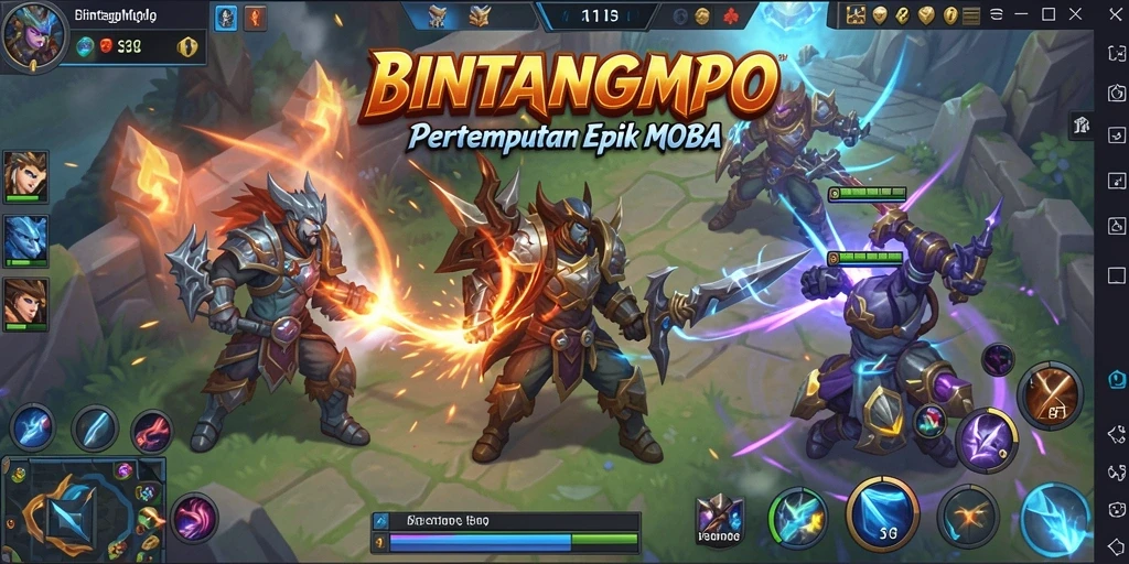 Screenshot BINTANGMPO menampilkan aksi seru dalam pertarungan MOBA.