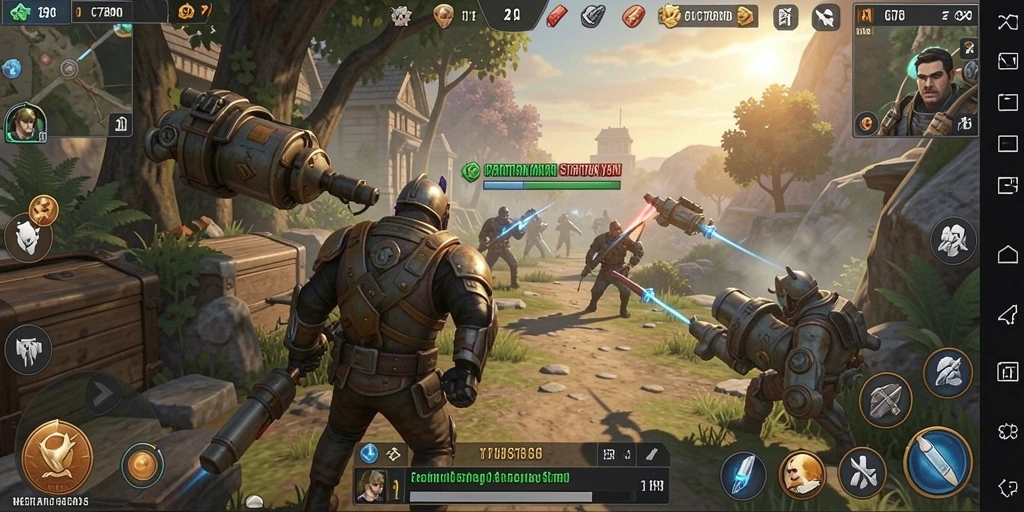 Screenshot gameplay C7890 yang menunjukkan pertempuran strategis yang intens.