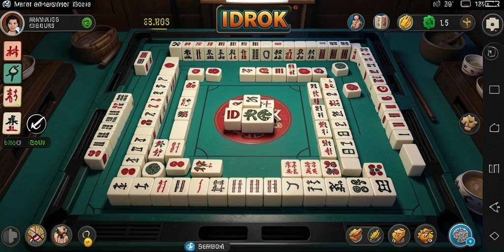 Screenshot gameplay utama IDROK menampilkan tantangan Mahjong yang menarik.