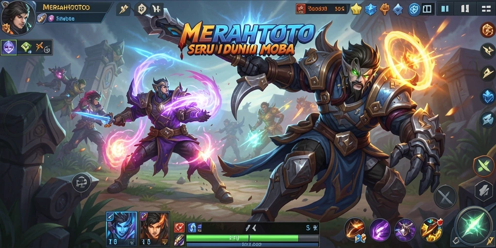 Screenshot gameplay <strong>MERAHTOTO</strong> menampilkan aksi seru di arena MOBA.
