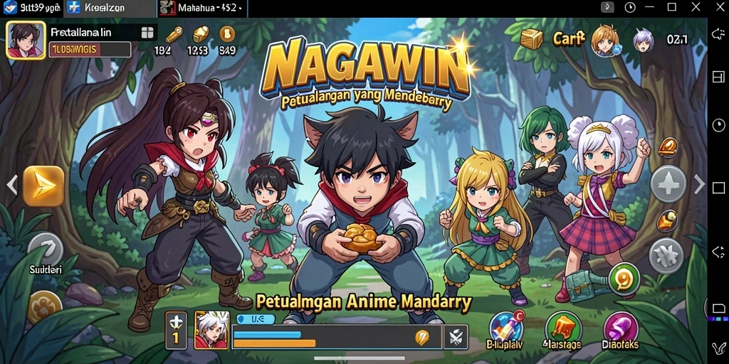 Tampilan gameplay menarik dalam NAGAWIN dengan karakter anime.