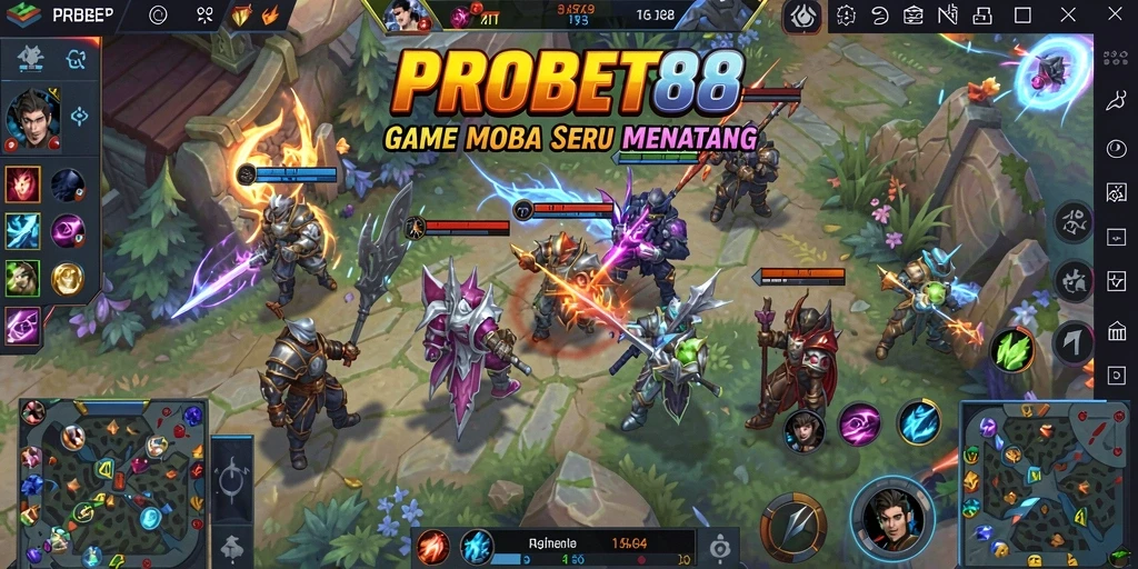 Screenshot gameplay <strong>PROBET88</strong> yang menampilkan aksi seru dalam pertarungan tim.