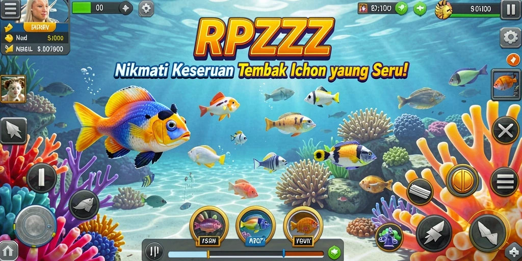 Tampak layar permainan Tembak Ikan yang seru dan mengasyikkan.