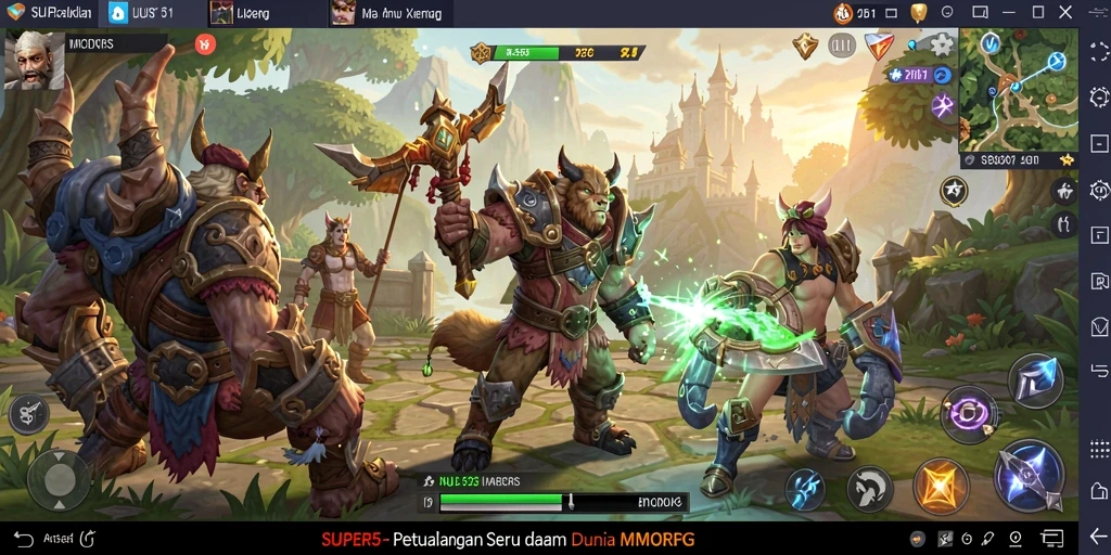 Gameplay mendebarkan di dunia MMORPG SUPER5.