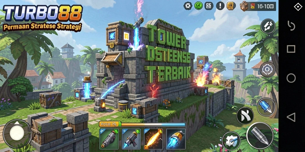 Tampilan gameplay menarik dari TURBO88 dalam Tower Defense.