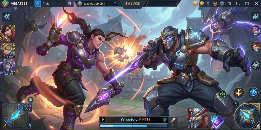 Tampilan seru gameplay MOBA di VEGAS338.